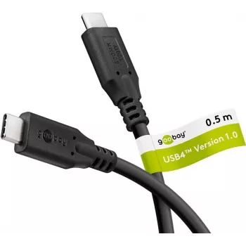 Goobay USB-C kábel USB4 100 W 20 Gbit/s Power Delivery 0,5 m - -konektor samec> (74194)