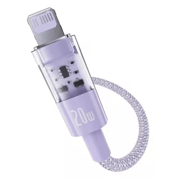 USB-C na Lightning rýchlonabíjací kábel Baseus Gem 1 m 20 W fialový, nylonový plášť, 7-pin Lightning
