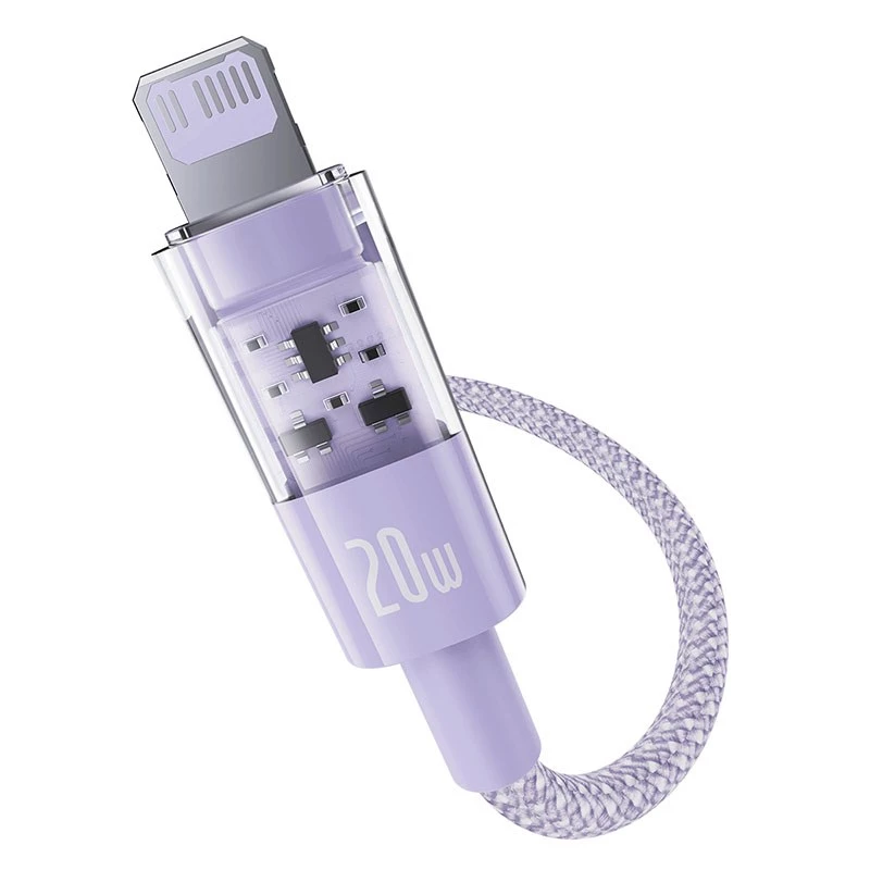 USB-C na Lightning rýchlonabíjací kábel Baseus Gem 1 m 20 W fialový, nylonový plášť, 7-pin Lightning