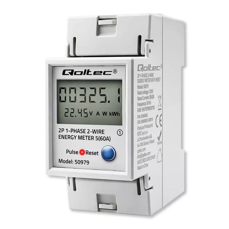 Elektromer QOLTEC jednofázový na DIN lištu 230V (MPN 50979)
