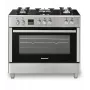 Voľne stojaci plynovo-elektrický sporák Ravanson KWGE-K90, 5 varných zón, 90 cm, inox