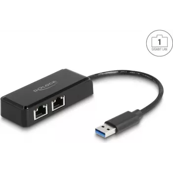 Delock 64194 adaptér USB Type-A na 2x Gigabit LAN, čierny