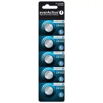 Batéria everActive CR1632 lítiová jednorazová gombíková 3 V — 5 ks, 16 mm × 3,2 mm