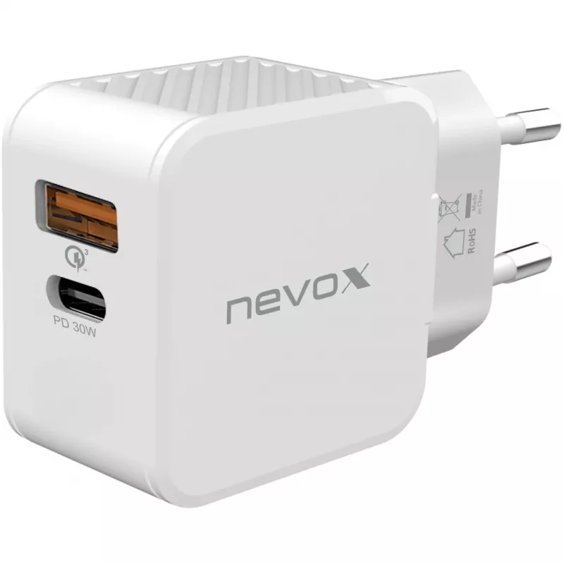 nevox USB PD Type-C + USB QC 3.0 nabíjačka 30 Watt biela (2009)
