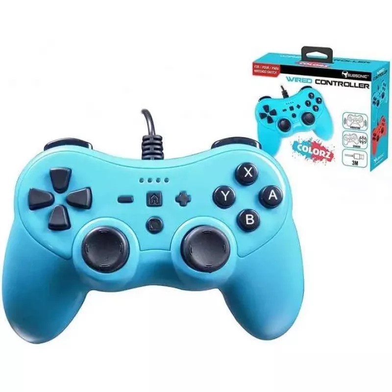 Káblový ovládač SUBSONIC SA5488-1 Neon Blue — pre Nintendo Switch, káblové pripojenie