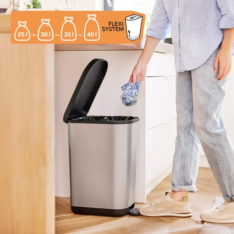 ROTHO Ribo Graphite - odpadkový kôš na šliapanie – 35 l