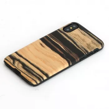 Puzdro na smartphone man and wood pre iPhone X/XS – biele ebenové drevo čierna