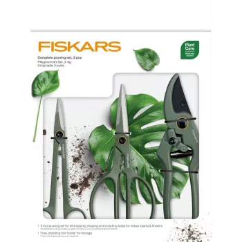 Fiskars sada na starostlivosť o rastliny 3-dielna 1075317 — ručná lopatka, presádzacia lopatka a kultivátor pre rastliny v kvetináčoch a záhrade