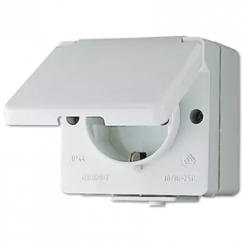 Zásuvka typ F Jung 620 W — 16 A, 250 V, puzdro z duroplastu, biela, výška 47 mm