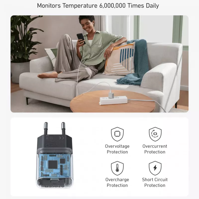 Interiérová nabíjačka Anker 511 Nano A2337G11 — 30 W USB-C, čierna