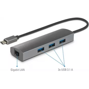 Renkforce RF-3374952 Rozbočovač rozhraní USB 2.0 Type-C 1000 Mbit/s čierna - sivá (RF-3374952)