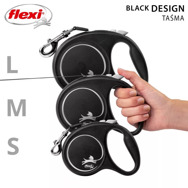 Flexi Black Design L 5 m vôdzka pre psov s navíjacím mechanizmom
