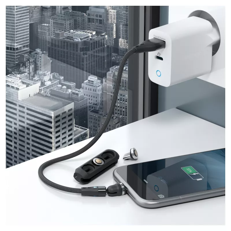 USB kábel RealPower MagneticCharge3 0,2 m USB A čierny rýchle nabíjanie