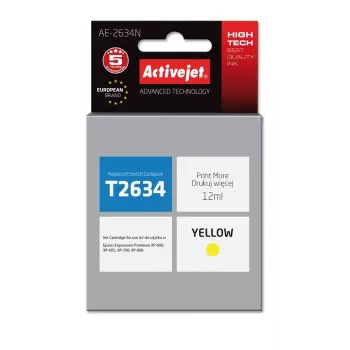 Activejet AE-2634N tintová kazeta (náhrada za Epson 26 T2634; Supreme; 12 ml; žltá)