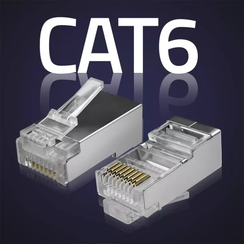 RJ45 modulárny konektor samec QOLTEC 54556 CAT6 FTP, strieborný, 18×22×11 mm, balenie 100 ks