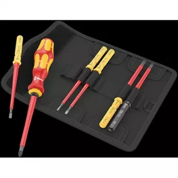 Wera 05006601001 Kraftform Kompakt VDE 7 Universal 2 Tool Finder sada skrutkovačov, 7-dielna, 817 VDE Kraftform držiak vymeniteľných hrotov + 6 VDE vymeniteľných hrotov, IEC 60900, s puzdrom na opasok