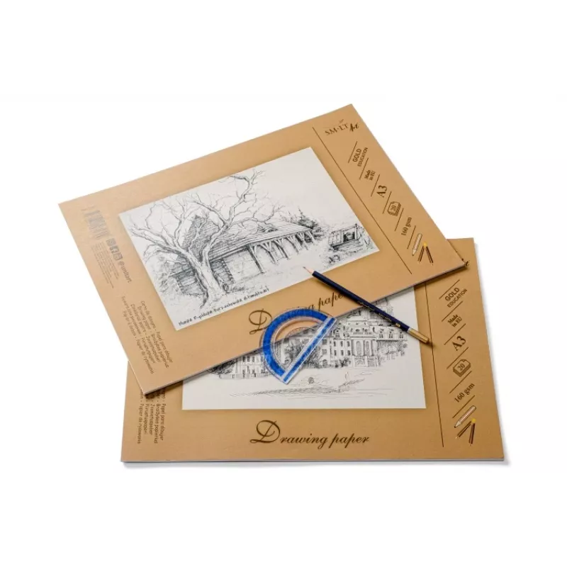 Kresliaci a skicovací papier SMLT A3, 160 g/m², 20 listov, lepený