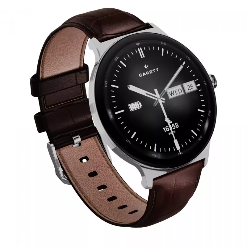 Smartwatch Garett Quantum — nerezová oceľ strieborná