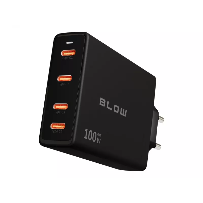 BLOW 4xUSB-C PD 100W GaN sieťová nabíjačka, čierna