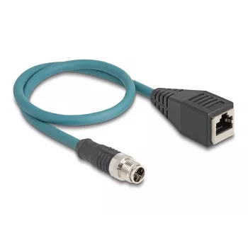 DeLOCK M12 adaptérový kábel X-kódovaný 8 pin samec na RJ45 samica 50 cm