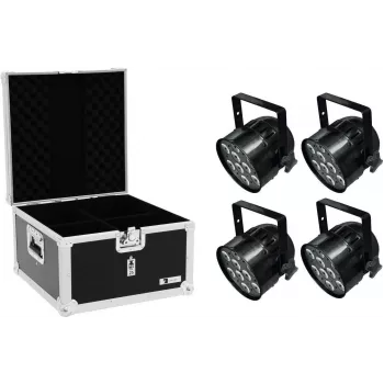 LED PAR reflektor EUROLITE PAR-56 QCL Short 4x s EPS-case — 4-in-1-QCL-LED, formát PAR-56, kompaktné krátke telo