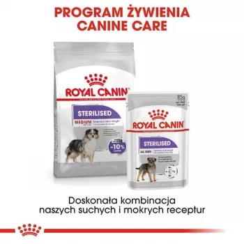 Suché krmivo pre psov Royal Canin Medium Sterilised Adult 12 kg — pre kastrovaných dospelých psov stredných plemien, hydina, bielkoviny 28 %, tuky 13 %