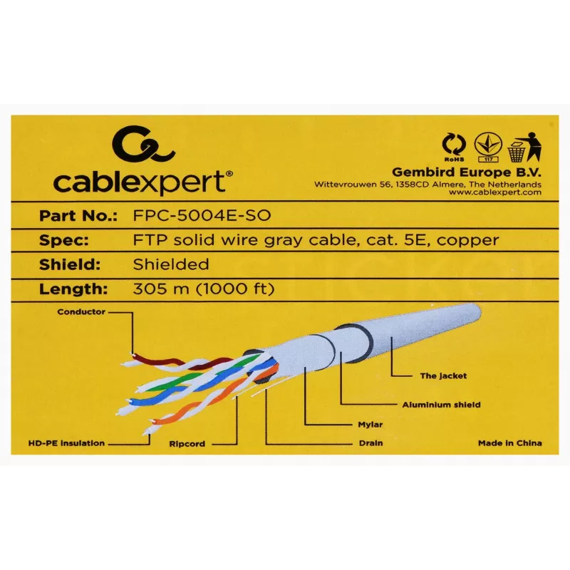 Gembird 305m Cat5e FTP sieťový kábel sivý F/UTP (FTP)