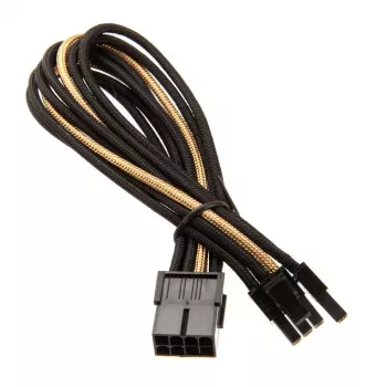 SilverStone PCI-8-pin na PCIe-6+2-pin kábel, 250 mm – čierny/zlatý