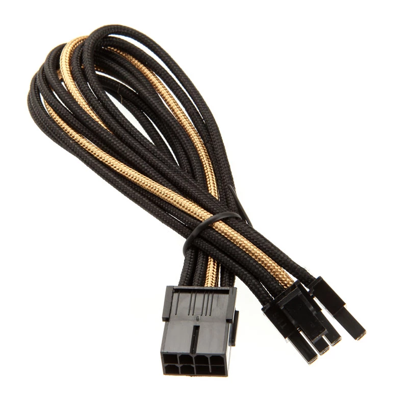SilverStone PCI-8-pin na PCIe-6+2-pin kábel, 250 mm – čierny/zlatý