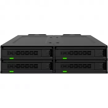 ICY DOCK - MB324V4P-B - ExpressCage - 4-bay 15?mm U.2/U.3 SSD rám na výmenu pre 5,25-inovú pozíciu – bezskrutkový montážny systém SSD