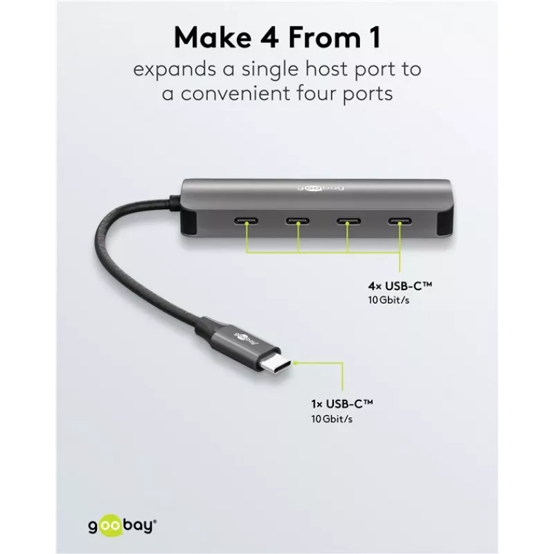 Goobay Slim 4-port USB hub USB-C na 10 Gbit/s - -Plug> 4x (76565)
