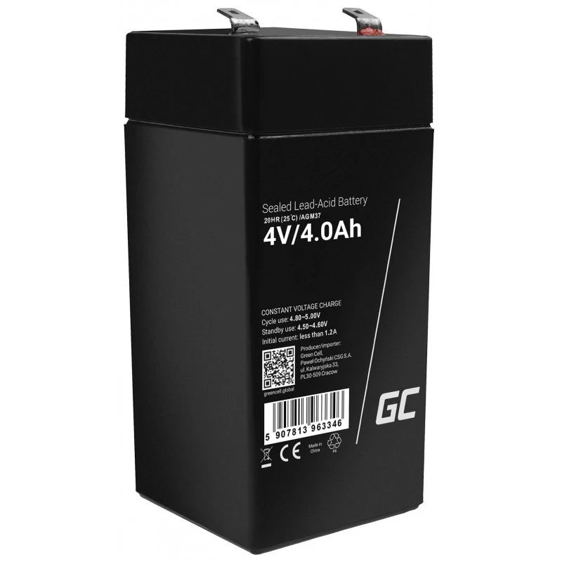 Green Cell AGM37 priemyselná batéria, uzavretá olovená (VRLA), 4000 mAh, 4 V