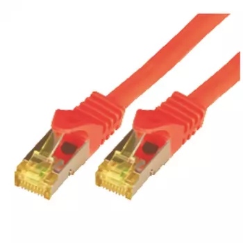 M-CAB – patch kábel – RJ-45 (M) na RJ-45 (M) – 50 cm – SFTP, PiMF – Cat.7 surový kábel – bez halogénov, zaliaty, bez ochrany západky – červený