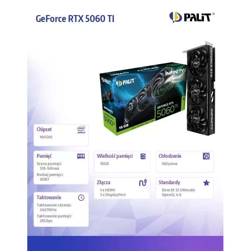 Grafická karta Palit GeForce RTX 5060 Ti 16 GB GDDR7