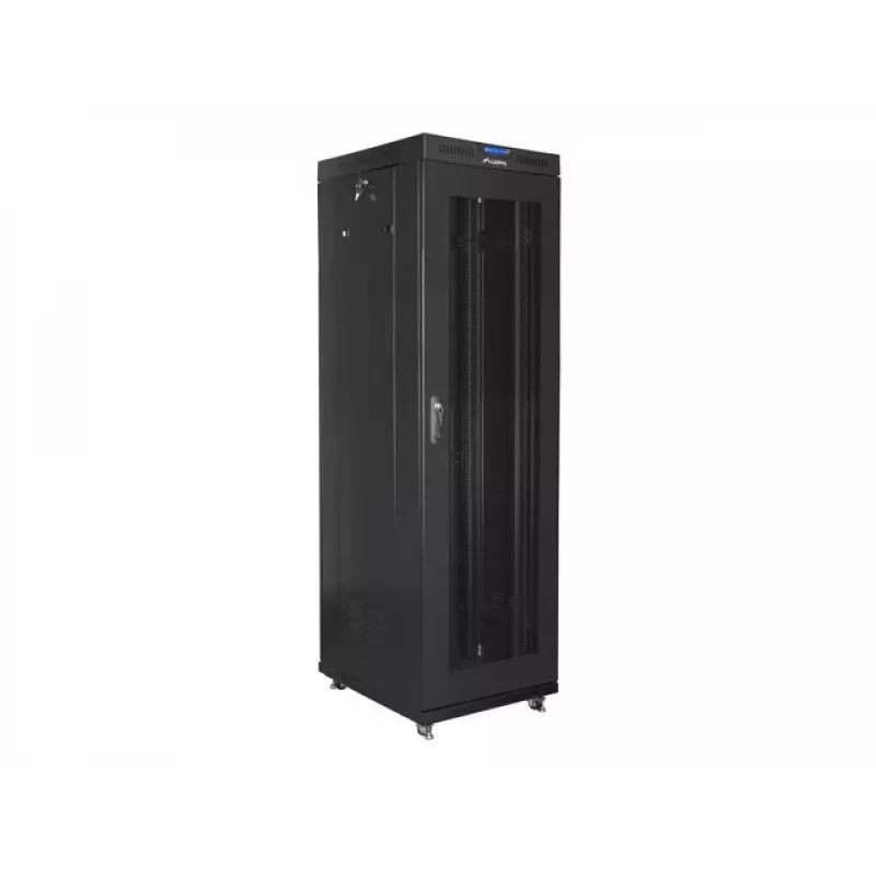 Lanberg FF01-6842-23BL 19" voľne stojaca rack skriňa 42U 600x800x2127,5 mm, sieťové dvere, LCD, 4 ventilátory, flat pack, 800 kg, IP20, zámok, kolieska, čierna