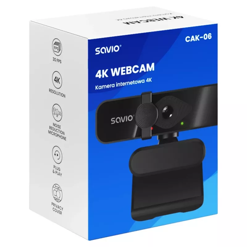Savio CAK-06 webkamera 3840 x 2160 pixelov USB čierna