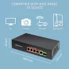 Ethernet PoE switch QOLTEC 52296 — 4x RJ45 PoE porty, 1x RJ45 uplink