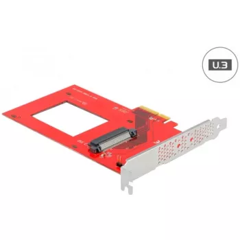 DeLOCK PCI Express x4 karta na 1 x interný U.3 červená strieborná