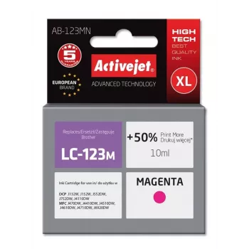 Activejet AB-123MN atrament (náhrada za Brother LC123M/121M; Supreme; 10 ml; purpurová)