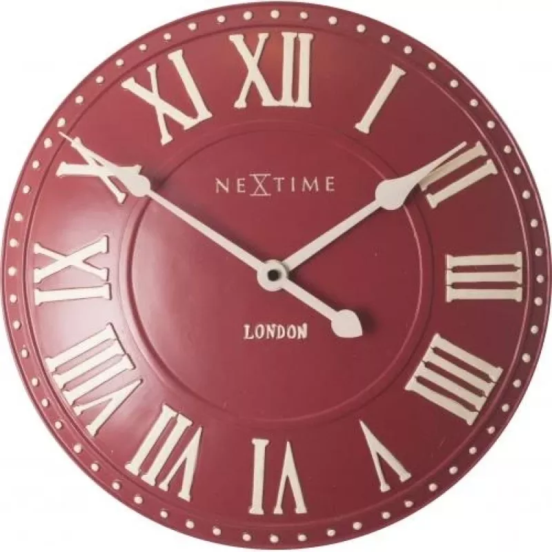 NeXtime hodiny 3083ro London Roman, Ø34.5 cm, nástenné hodiny, červená/biela