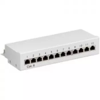 Wentronic Goobay CAT 6 Mini/Desktop patch panel, 12 portov, sivá – STP tienený, sivá (69306)