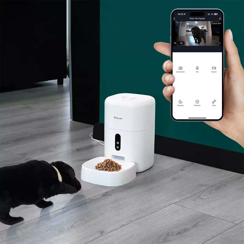 Automatický dávkovač krmiva Tellur TLL331461 s UltraHD kamerou, 4 l, biela