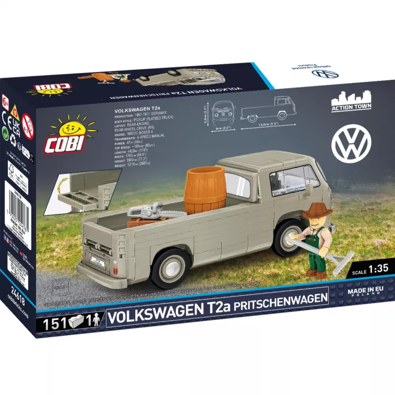 Cobi modelová stavebnica Volkswagen T2a valník 1:35 sivý