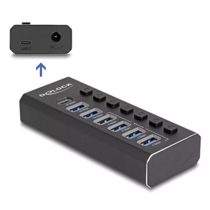 DeLOCK 64326 rozbočovač USB 3.2 Gen 2 (3.1 Gen 2) Type-C 10000 Mbit/s čierny