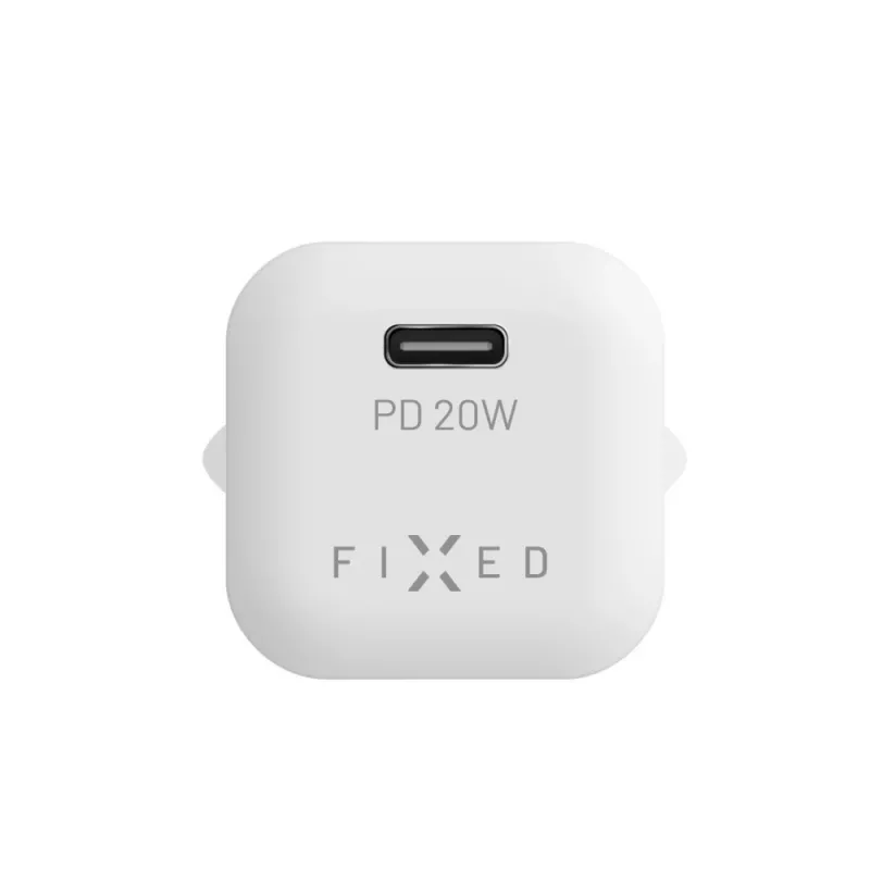 USB-C cestovná nabíjačka FIXED FIXC20M-CL-WH s integrovaným káblom USB-C na Lightning, 20W