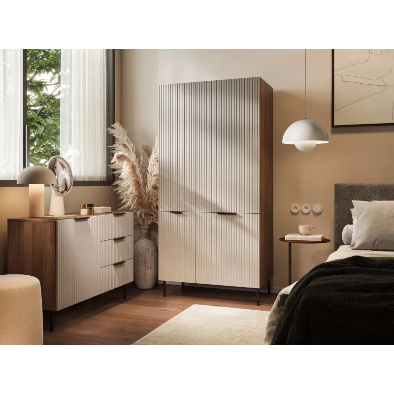 Šatníková skriňa Cama Meble ALMERA Cama 5 90x52x185 cm, orechový rám, cashmere dvere, 6 políc