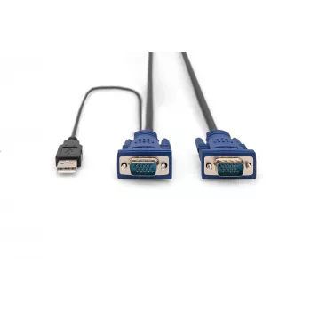 DIGITUS Octopus - klávesnica/video/myš (KVM) kábel - HD-15 (M) - USB Type-A, 4-pin, PS/2, 6-pin (M) - 5,0 m - čierna (DS-19233)