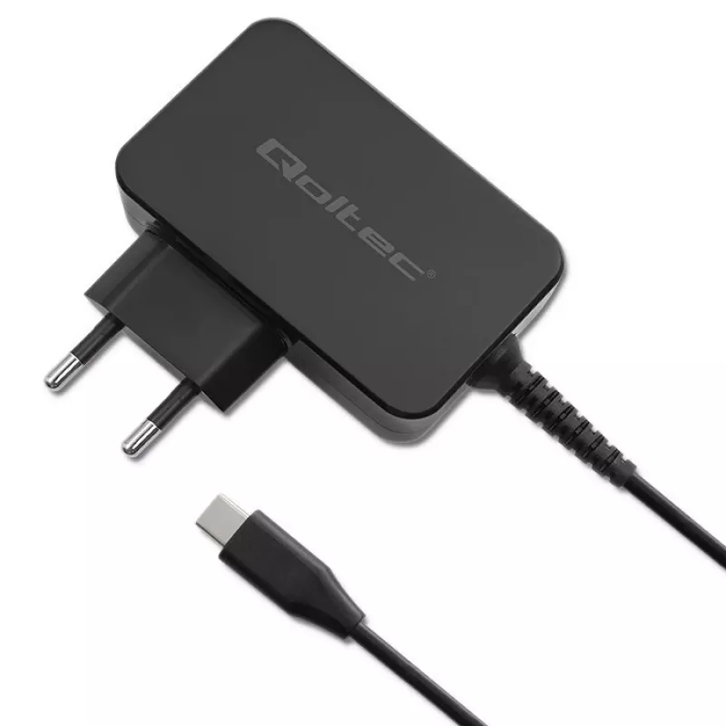 Qoltec 52386 GaN POWER PRO nabíjačka | 1xUSB-C | 65W | 5-20V | 3-3,25A | čierna
