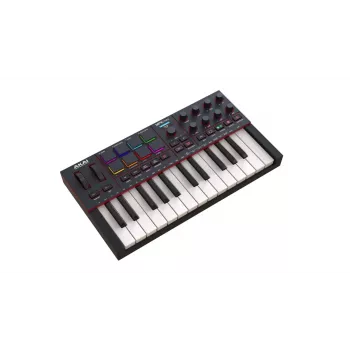 MIDI klávesnica AKAI MPK MINI 4 čierna – 25 klávesov, 8 padov, 8 encoderov, arpeggiator, USB-C, MIDI výstup