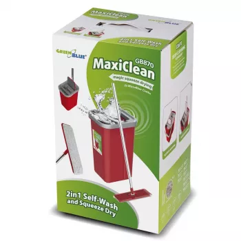 GB870 MaxiClean sada plochého mopu s 2-in-1 vedrom na čistenie 5,7L sada na umývanie mop na podlahu čistiaci systém čistič 360° otočná mopová hlava